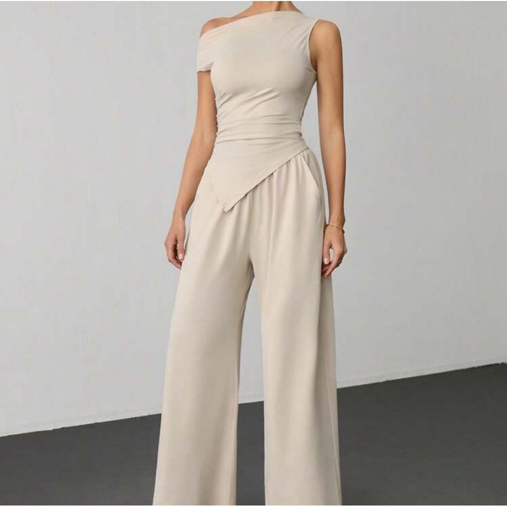 Cream two piece pant set